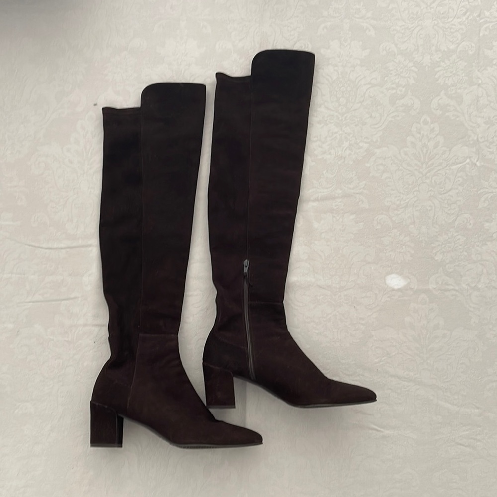Stuart Weitzman Over-the-Knee Brown Suede Boots.